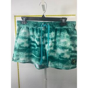 Loco Skail Men XL Swim Trunks Green White Tie Dye Board Shorts Drawstring Pocket
